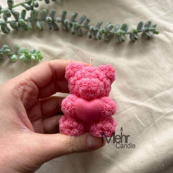 Rose Love Teddy Bear Candle